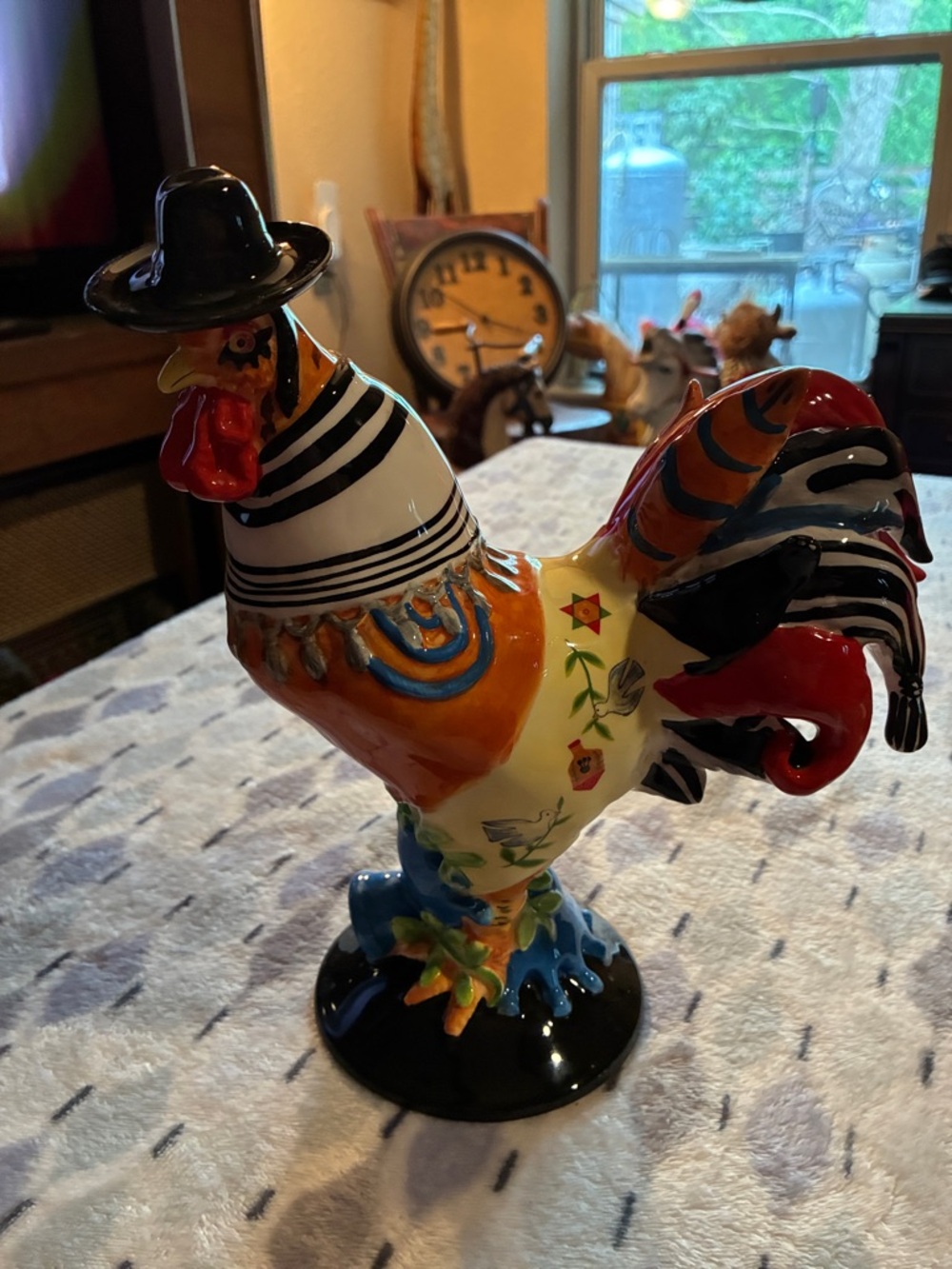 Hand-Painted Multicolor Ceramic Rooster Figurine